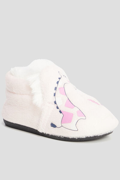 Chaussons motif girafe rose bébé fille