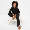 Pantalon de pyjama droit fluide noir femme