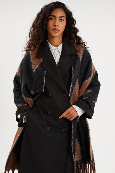 &Eacute;charpe avec franges noir femme