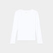 T-shirt coton col rond manches longues blanc femme