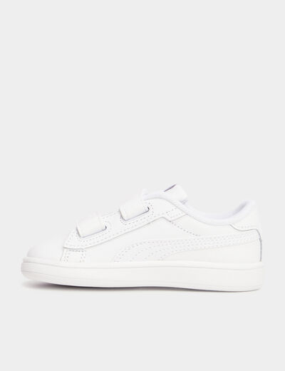 Tennis basses à scratchs Puma Smash blanc garçon