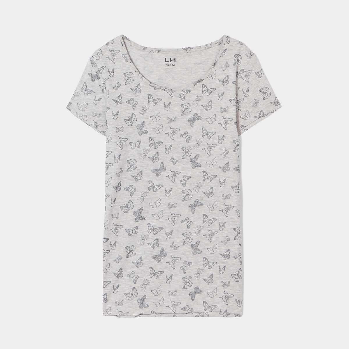 T-shirt coton imprimé coupe ajustée gris clair femme