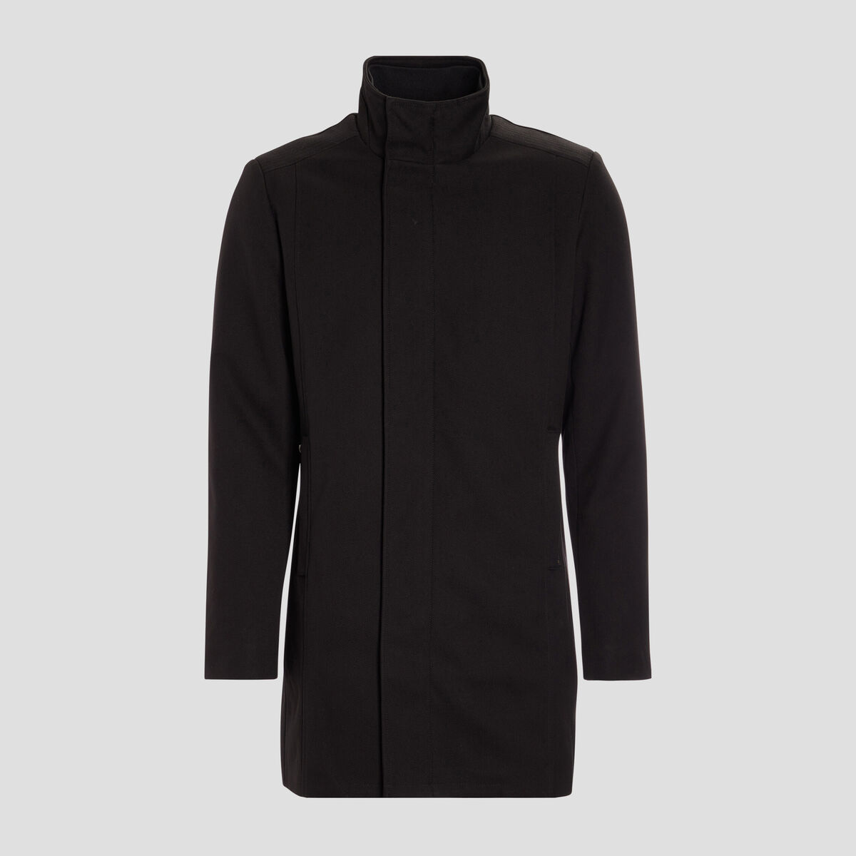Manteau mi-long col montant noir homme