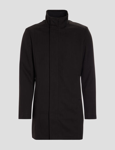 Manteau mi-long col montant noir homme