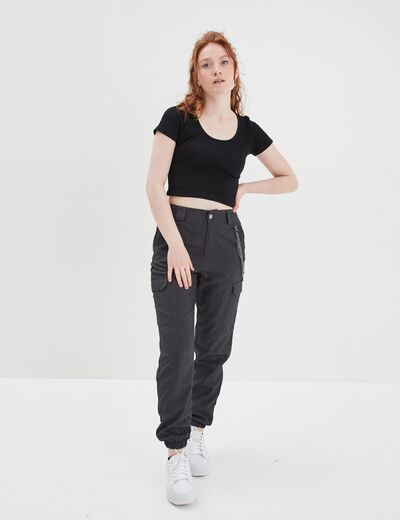 T-shirt manches courtes noir femme