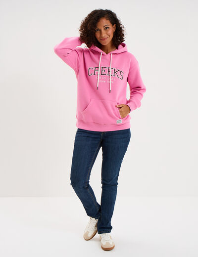 Sweat &agrave; capuche hoodie rose vif femme