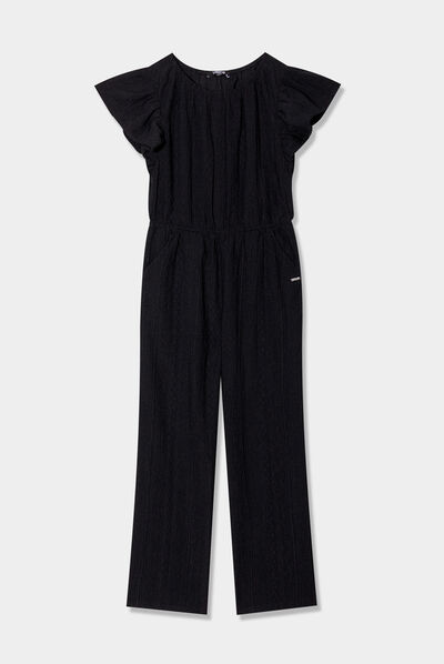 Combinaison pantalon jambes larges noir fille