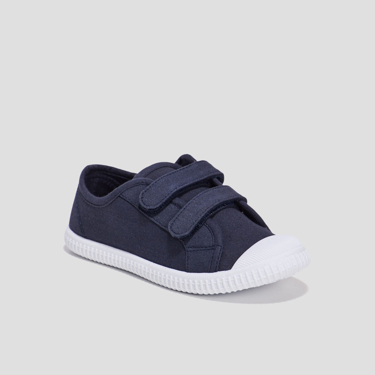 Tennis en toile bout renforc&eacute; &agrave; scratchs bleu marine gar&ccedil;on