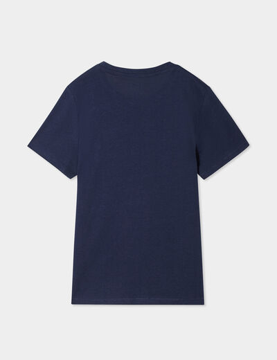 T-shirt col rond manches courtes coton bleu marine gar&ccedil;on