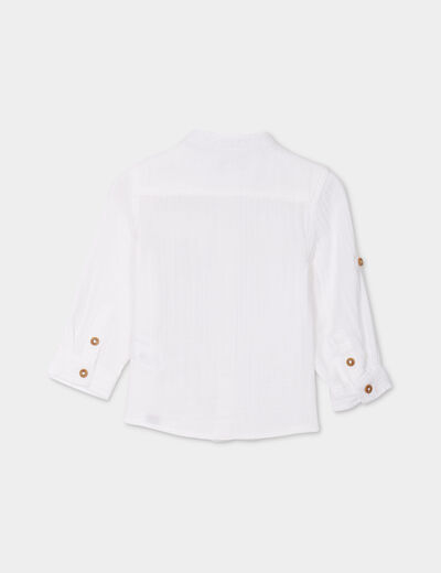 Chemise manches longues col mao coton blanc bébé garçon