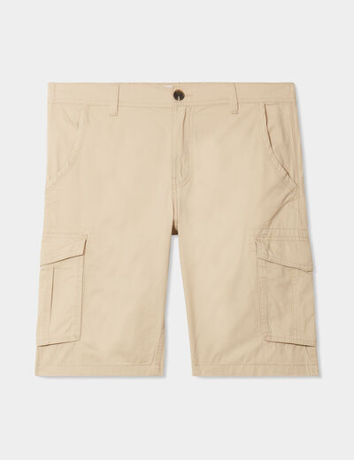 Short cargo poches à rabat coton beige homme