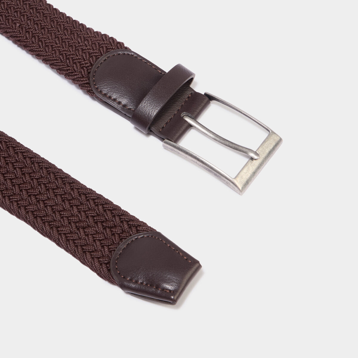 Ceinture tress&eacute;e marron fonc&eacute; homme
