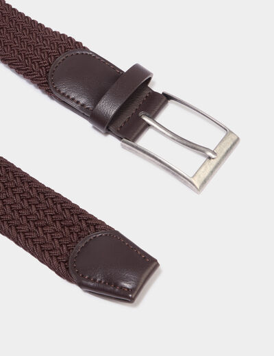 Ceinture tress&eacute;e marron fonc&eacute; homme