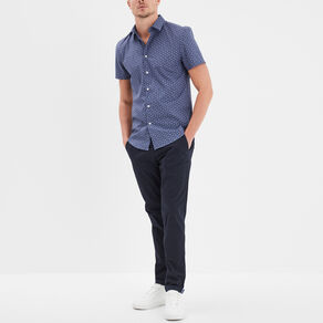Chemise manches courtes coton bleu homme