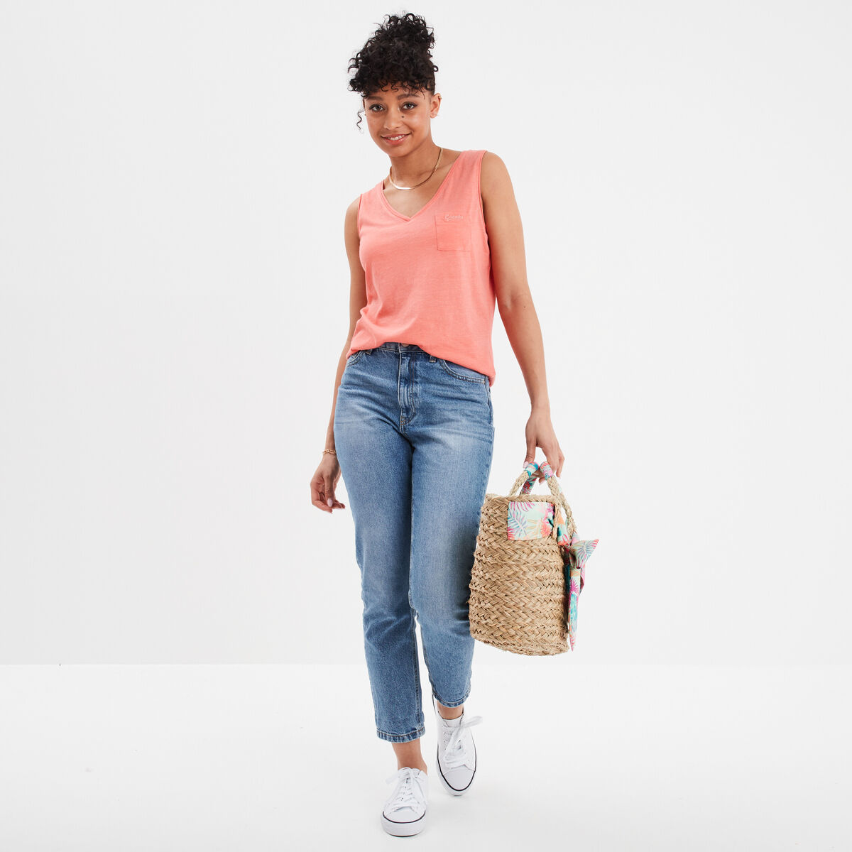 Débardeur sans manches avec poche Creeks rose corail femme