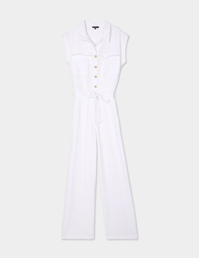 Combinaison pantalon ceinturée blanc femme