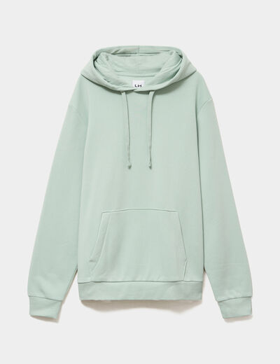 Sweat molleton &agrave; capuche hoodie vert pastel homme