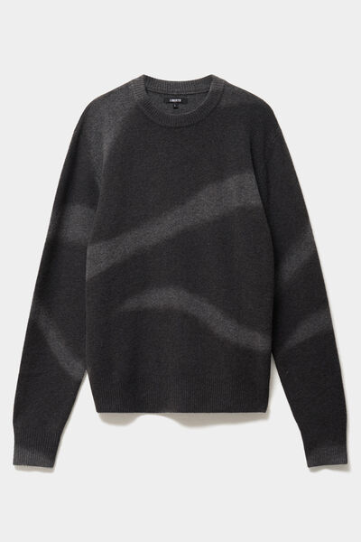 Pull col rond manches longues gris fonc&eacute; homme