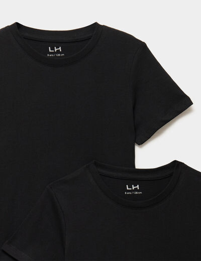 Lot 2 t-shirts manches courtes coton noir fille