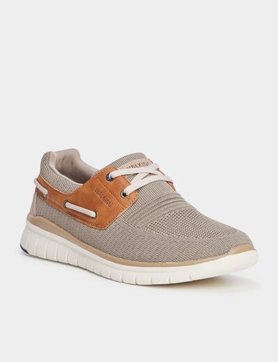 Chaussure bateau lacets et oeillets gris homme