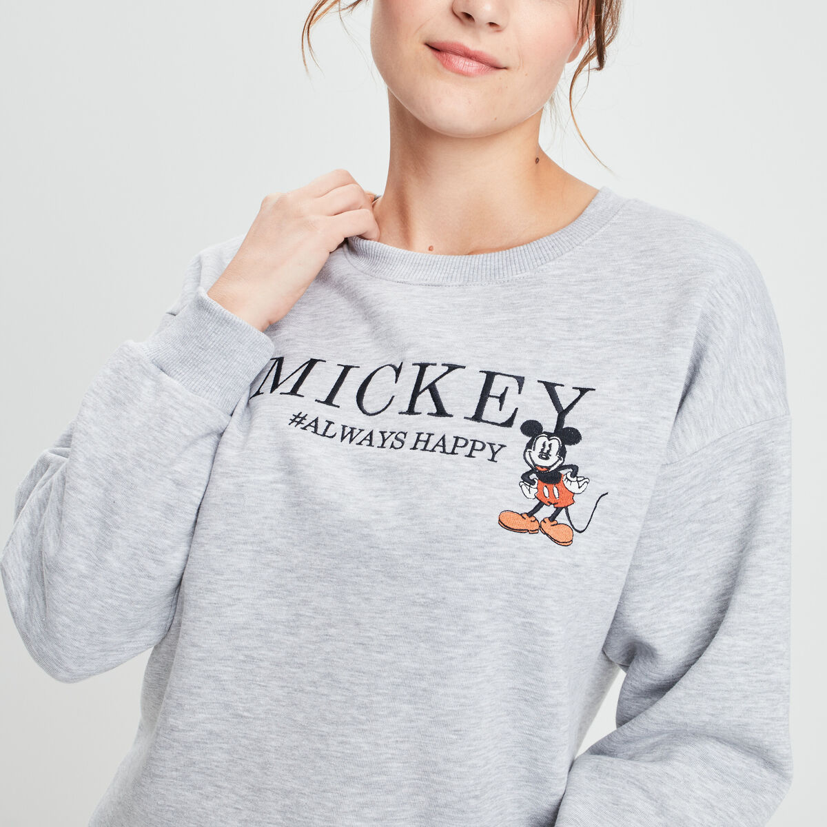 Sweat à col rond Mickey gris clair femme