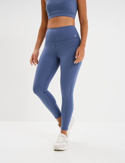 Legging de sport taille haute bleu fonc&eacute; femme