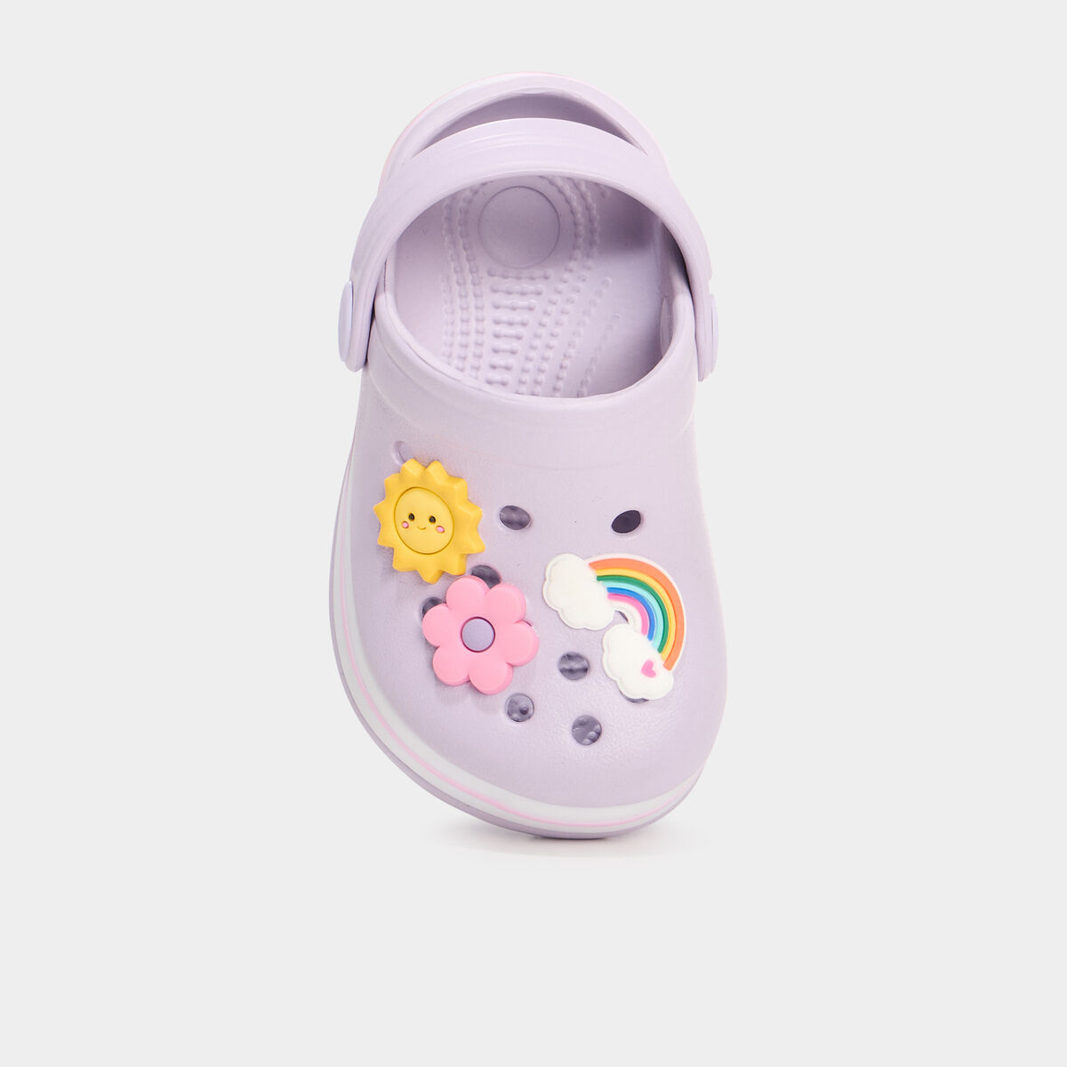 Sabots de plage avec décorations mauve bébé fille