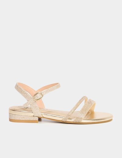 Sandales avec strass jaune or fille