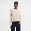 Gilet col rond manches longues ecru femme