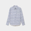 Chemise droite imprim&eacute;e manches longues bleu gris homme