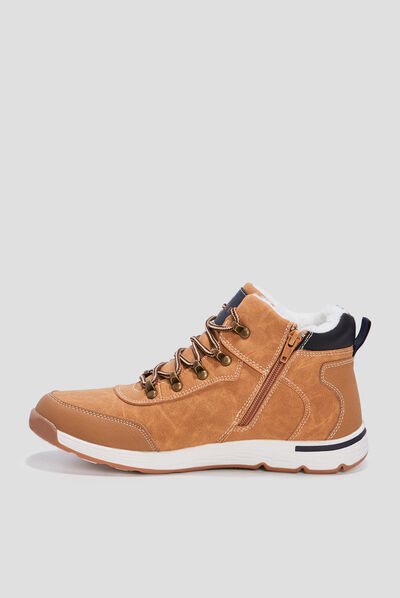 Baskets montantes zippées Creeks beige garçon