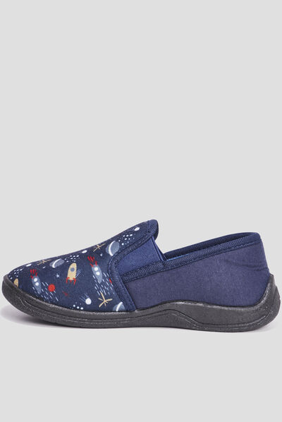 Chaussons emboîtant motif espace bleu marine garçon