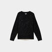 Pull droit sequins col V manches longues noir femme grande taille