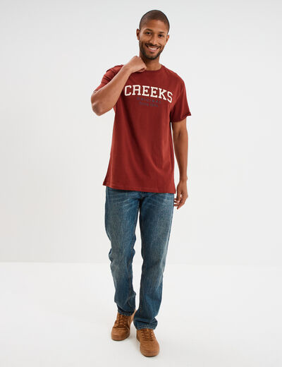T-shirt droit manches courtes coton rouge foncé homme