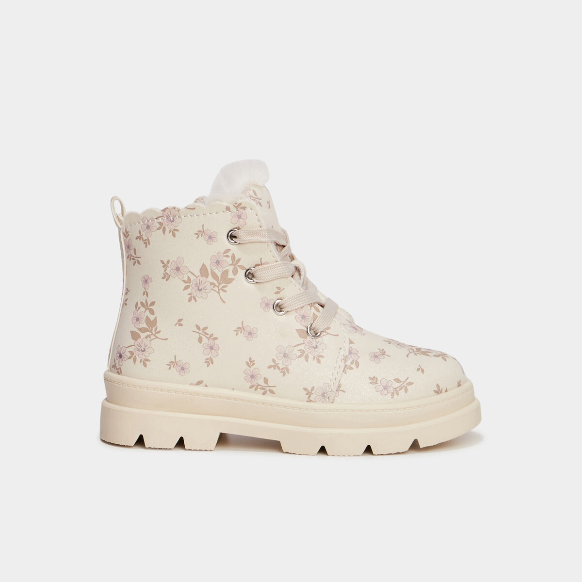 Bottines fourr&eacute;es &agrave; paillettes creme fille