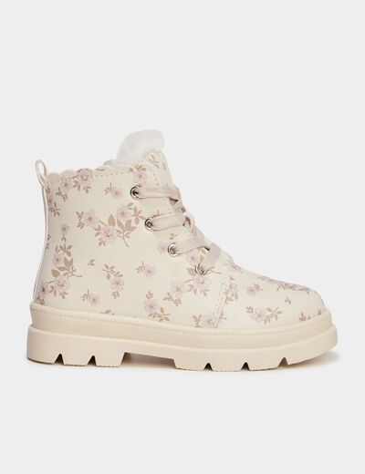 Bottines fourrées à paillettes creme fille