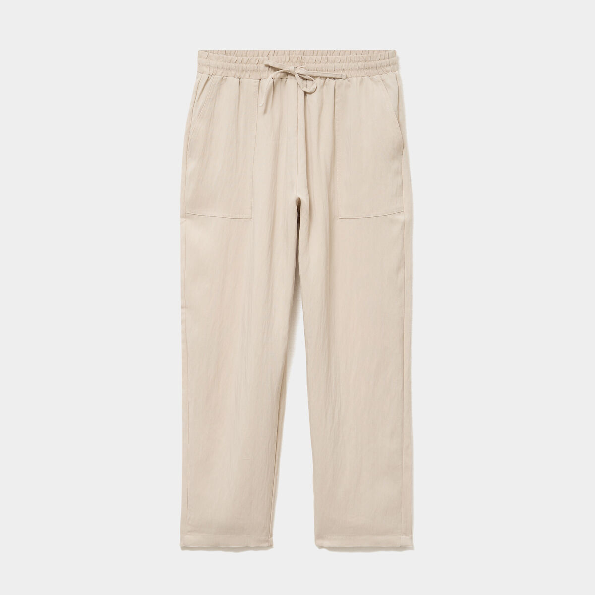 Pantalon fluide carotte &eacute;lastiqu&eacute;e beige femme