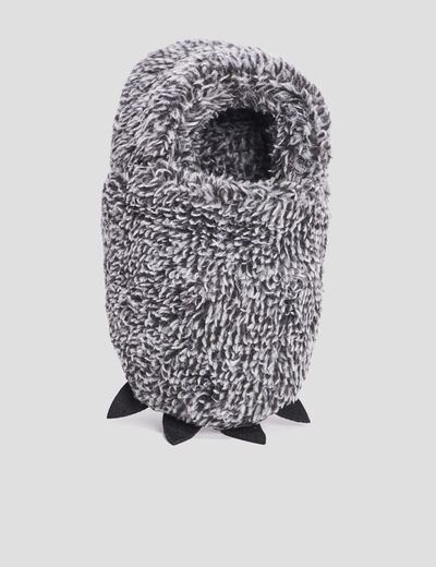 Chaussons fausse fourrure gris garçon