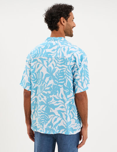 Chemise l&eacute;g&egrave;re textur&eacute;e manches courtes bleu turquoise homme