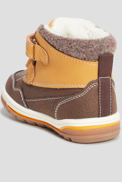 Bottines fourrées à scratchs Trappeur camel bébé garçon
