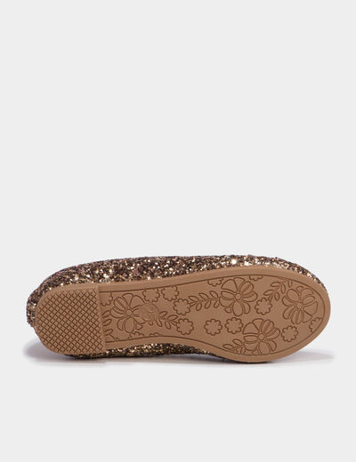 Ballerines &agrave; paillettes avec bride marron fille