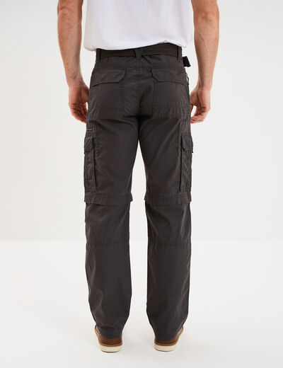 Pantalon cargo 2-en-1 modulable bermuda gris fonc&eacute; homme