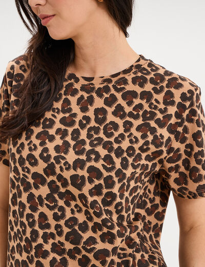 T-shirt coton col rond manches courtes ficelle femme
