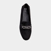 Mocassins plats su&egrave;de noir femme