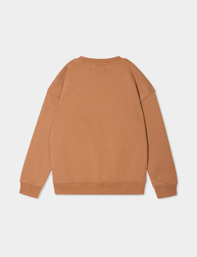 Sweat oversize manches longues col rond camel garçon