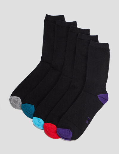 Lot 5 paires de chaussettes mix coton noir homme