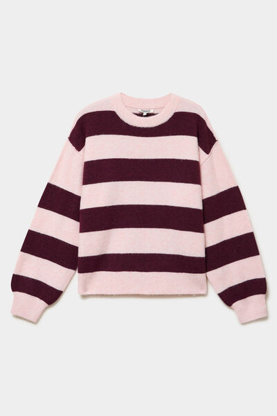 Pull col rond avec manches longues rose clair femme