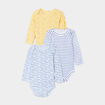 Lot 3 bodies manches longues en coton bleu ciel bébé garçon