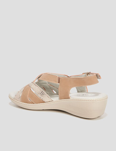 Sandales à talons compensés taupe femme