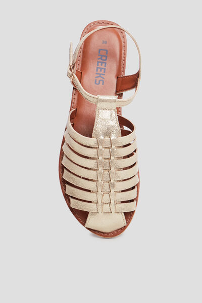 Sandales multibrides Creeks jaune or femme